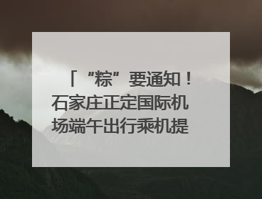 “粽”要通知！石家庄正定国际机场端午出行乘机提示，快来get