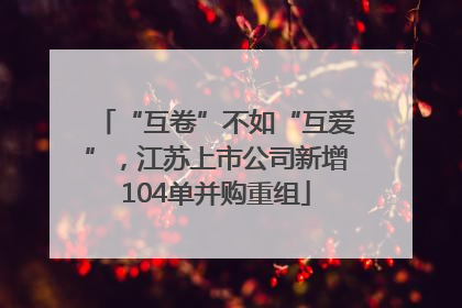 “互卷”不如“互爱”，江苏上市公司新增104单并购重组