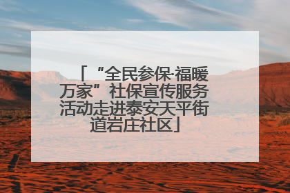 “全民参保·福暖万家”社保宣传服务活动走进泰安天平街道岩庄社区