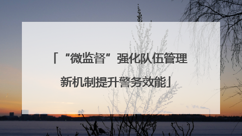 “微监督”强化队伍管理 新机制提升警务效能