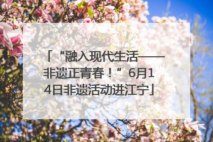 “融入现代生活——非遗正青春！”6月14日非遗活动进江宁