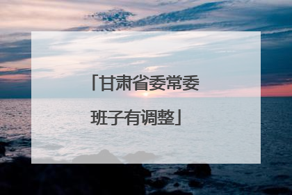 甘肃省委常委班子有调整