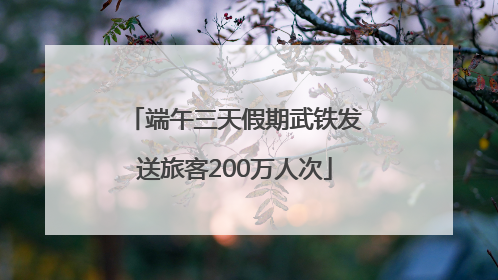 端午三天假期武铁发送旅客200万人次