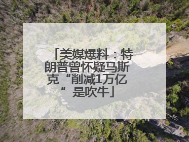美媒爆料：特朗普曾怀疑马斯克“削减1万亿”是吹牛