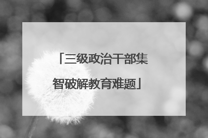 三级政治干部集智破解教育难题