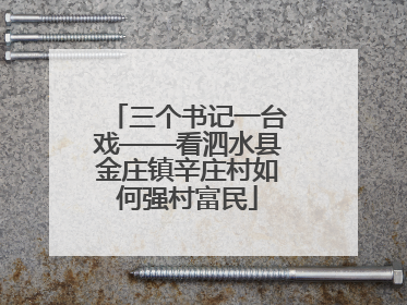 三个书记一台戏——看泗水县金庄镇辛庄村如何强村富民