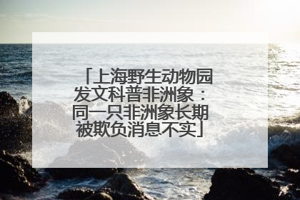 上海野生动物园发文科普非洲象：同一只非洲象长期被欺负消息不实