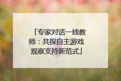 专家对话一线教师：共探自主游戏观察支持新范式