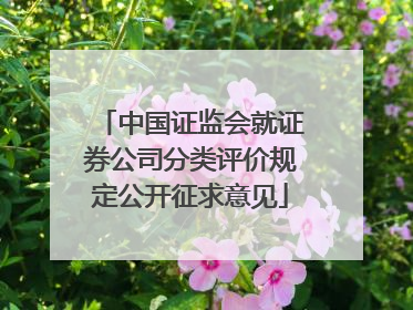 中国证监会就证券公司分类评价规定公开征求意见