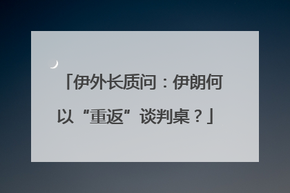 伊外长质问：伊朗何以“重返”谈判桌？