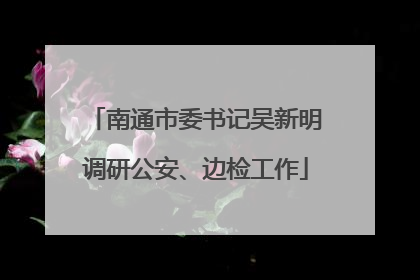 南通市委书记吴新明调研公安、边检工作