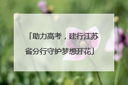 助力高考，建行江苏省分行守护梦想开花