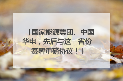 国家能源集团、中国华电，先后与这一省份签署重磅协议！
