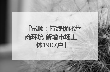 富顺：持续优化营商环境 新增市场主体1907户