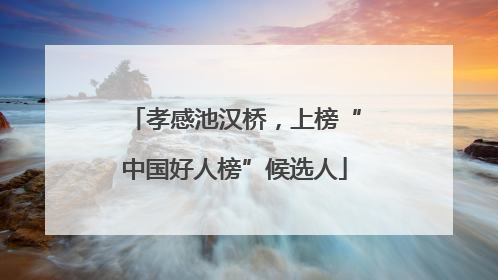 孝感池汉桥，上榜“中国好人榜”候选人