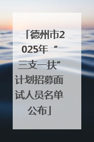 德州市2025年“三支一扶”计划招募面试人员名单公布