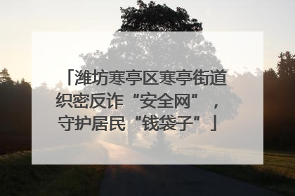 潍坊寒亭区寒亭街道织密反诈“安全网”，守护居民“钱袋子”