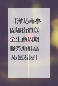 潍坊寒亭固堤街道以全生命周期服务助推高质量发展