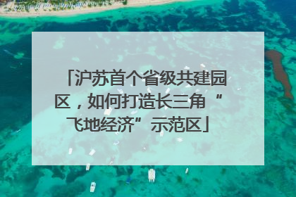 沪苏首个省级共建园区，如何打造长三角“飞地经济”示范区