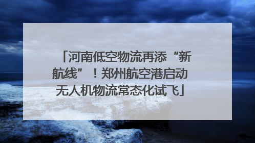 河南低空物流再添“新航线”！郑州航空港启动无人机物流常态化试飞