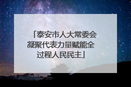 泰安市人大常委会凝聚代表力量赋能全过程人民民主