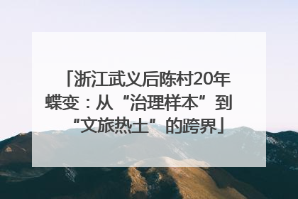 浙江武义后陈村20年蝶变：从“治理样本”到“文旅热土”的跨界