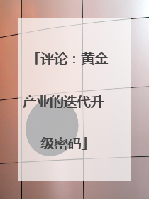 评论：黄金产业的迭代升级密码