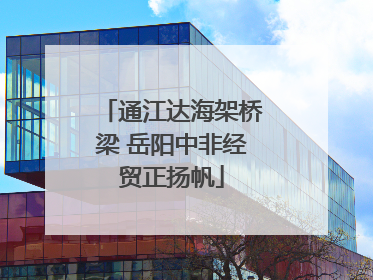 通江达海架桥梁 岳阳中非经贸正扬帆