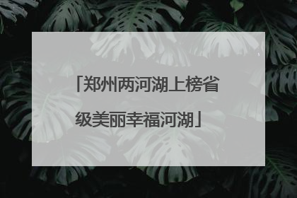 郑州两河湖上榜省级美丽幸福河湖