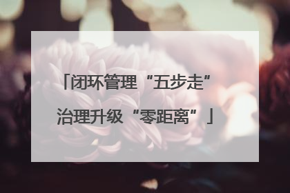 闭环管理“五步走” 治理升级“零距离”