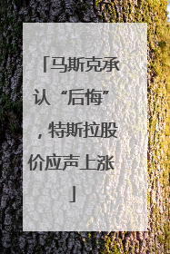 马斯克承认“后悔”，特斯拉股价应声上涨