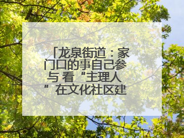 龙泉街道：家门口的事自己参与 看“主理人”在文化社区建设中大放异彩