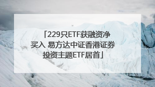 229只ETF获融资净买入 易方达中证香港证券投资主题ETF居首